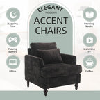 Fauteuil Chenille Rembourré en Bois Style Mid-Century pour Salon