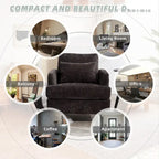 Fauteuil Chenille Rembourré en Bois Style Mid-Century pour Salon