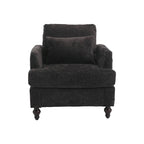 Fauteuil Chenille Rembourré en Bois Style Mid-Century pour Salon
