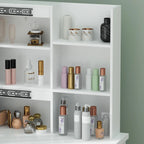 Coiffeuse avec miroir de maquillage éclairé et station de recharge