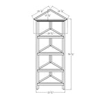 Bibliothèque d'angle en bois, 4 étagères, finition gris lavé