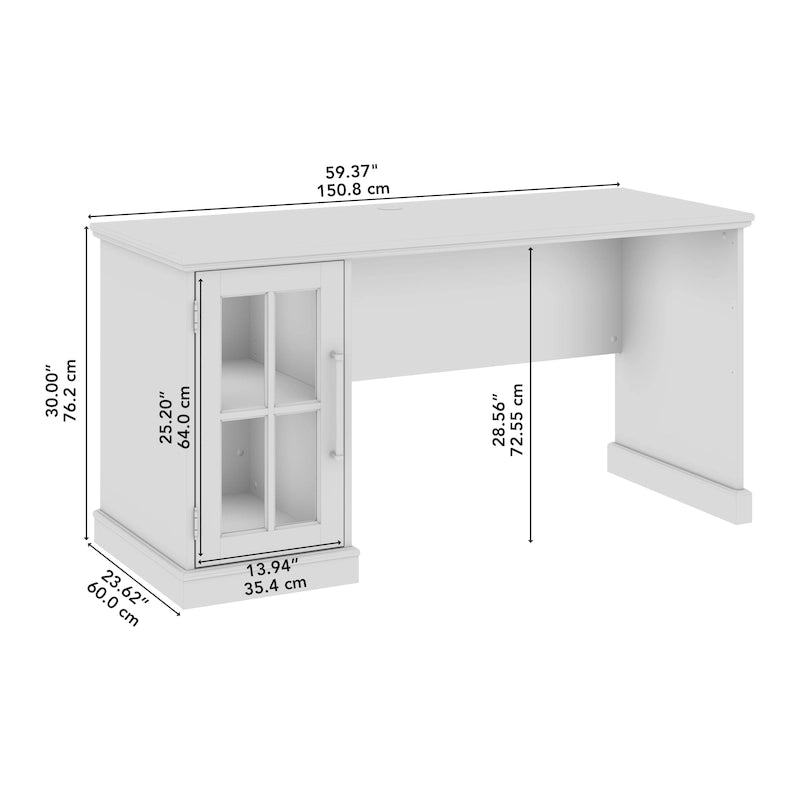 Bureau informatique de 60 W avec meuble de rangement.