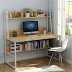 Bureau d'ordinateur de 47 pouces avec huche et étagère, bureau d'ordinateur à domicile