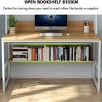Bureau d'ordinateur de 47 pouces avec huche et étagère, bureau d'ordinateur à domicile