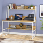 Bureau d'ordinateur de 47 pouces avec huche et étagère, bureau d'ordinateur à domicile