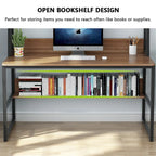 Bureau d'ordinateur de 47 pouces avec huche et étagère, bureau d'ordinateur à domicile