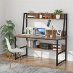 Bureau d'ordinateur de 47 pouces avec huche et étagère, bureau d'ordinateur à domicile