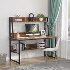Bureau d'ordinateur de 47 pouces avec huche et étagère, bureau d'ordinateur à domicile