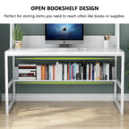 Bureau d'ordinateur de 47 pouces avec huche et étagère, bureau d'ordinateur à domicile