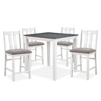 Table et chaises de bar cinq pièces en bois blanc de style transitionnel