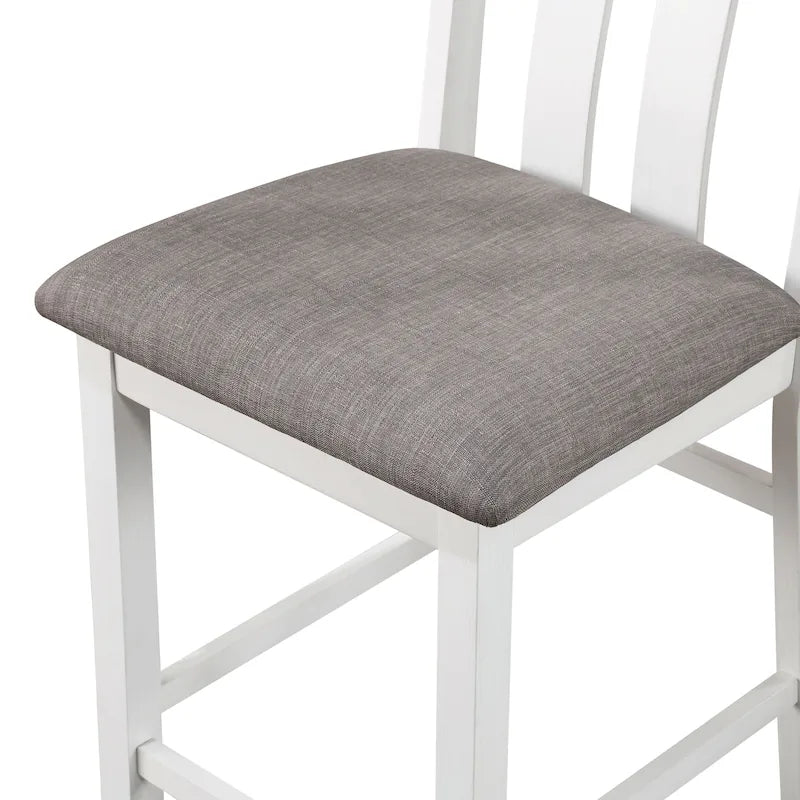 Table et chaises de bar cinq pièces en bois blanc de style transitionnel
