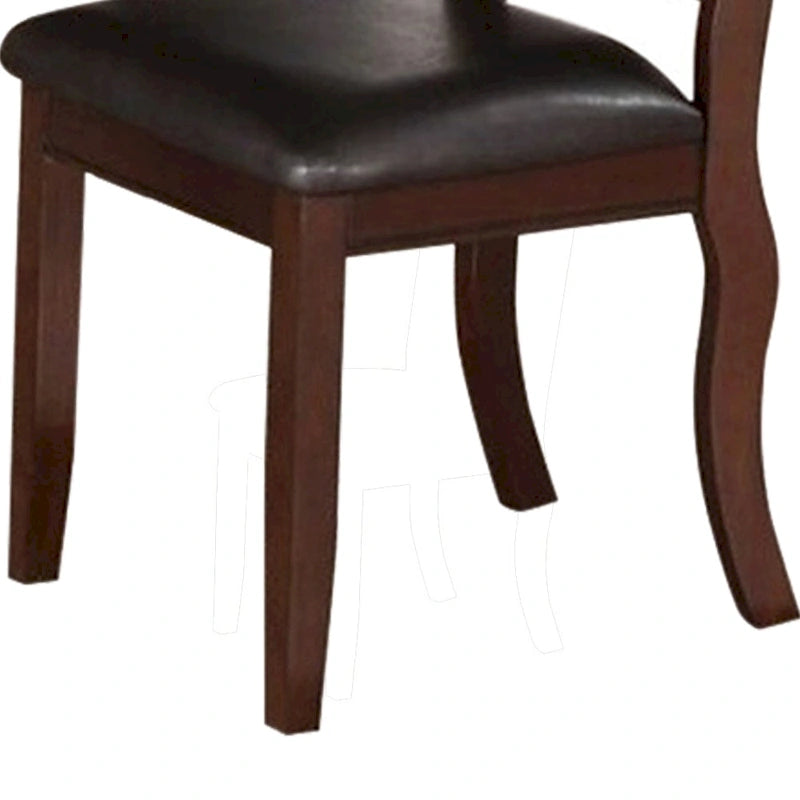 Contemporary Rubber Wood Dining Chair, Of 2, Brown And Black