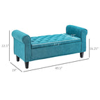 Banc de rangement ottoman de 50 po, banc rembourré pour pied de lit avec accoudoirs roulés, pieds en bois, banc de rangement touffeté gris