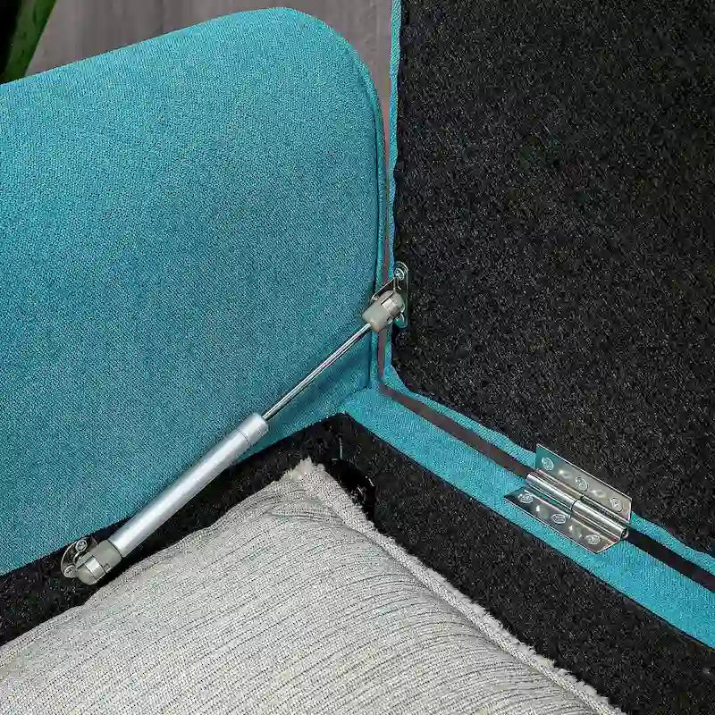 Banc de rangement ottoman de 50 po, banc rembourré pour pied de lit avec accoudoirs roulés, pieds en bois, banc de rangement touffeté gris