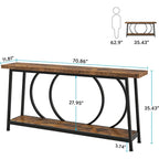 Table console de canapé de 70,9 pouces avec rangement pour entrée, couloir, salon derrière le canapé