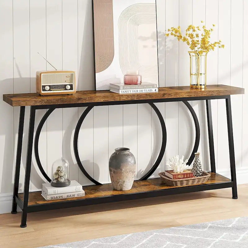 Table console de canapé de 70,9 pouces avec rangement pour entrée, couloir, salon derrière le canapé