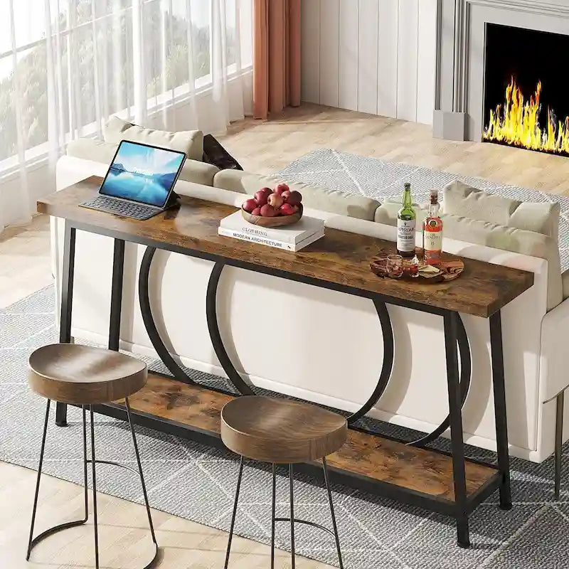 Table console de canapé de 70,9 pouces avec rangement pour entrée, couloir, salon derrière le canapé