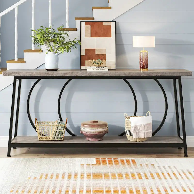 Table console de canapé de 70,9 pouces avec rangement pour entrée, couloir, salon derrière le canapé