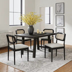 Modern solid wood dining chairs, rattan backrests, removable seat cushions, four chairs per .