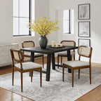 Modern solid wood dining chairs, rattan backrests, removable seat cushions, four chairs per .