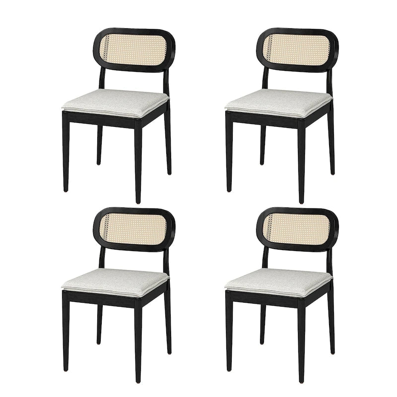 Modern solid wood dining chairs, rattan backrests, removable seat cushions, four chairs per .