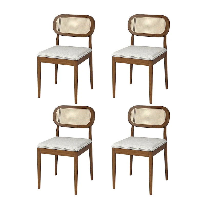 Modern solid wood dining chairs, rattan backrests, removable seat cushions, four chairs per .