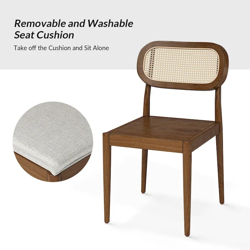 Modern solid wood dining chairs, rattan backrests, removable seat cushions, four chairs per .
