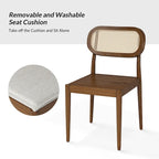 Modern solid wood dining chairs, rattan backrests, removable seat cushions, four chairs per .