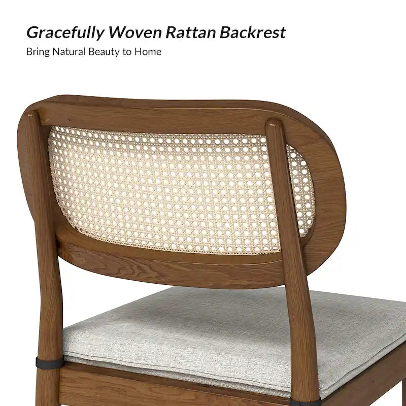 Modern solid wood dining chairs, rattan backrests, removable seat cushions, four chairs per .