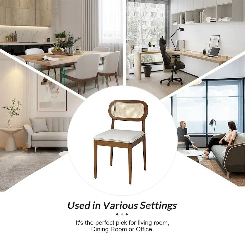 Modern solid wood dining chairs, rattan backrests, removable seat cushions, four chairs per .