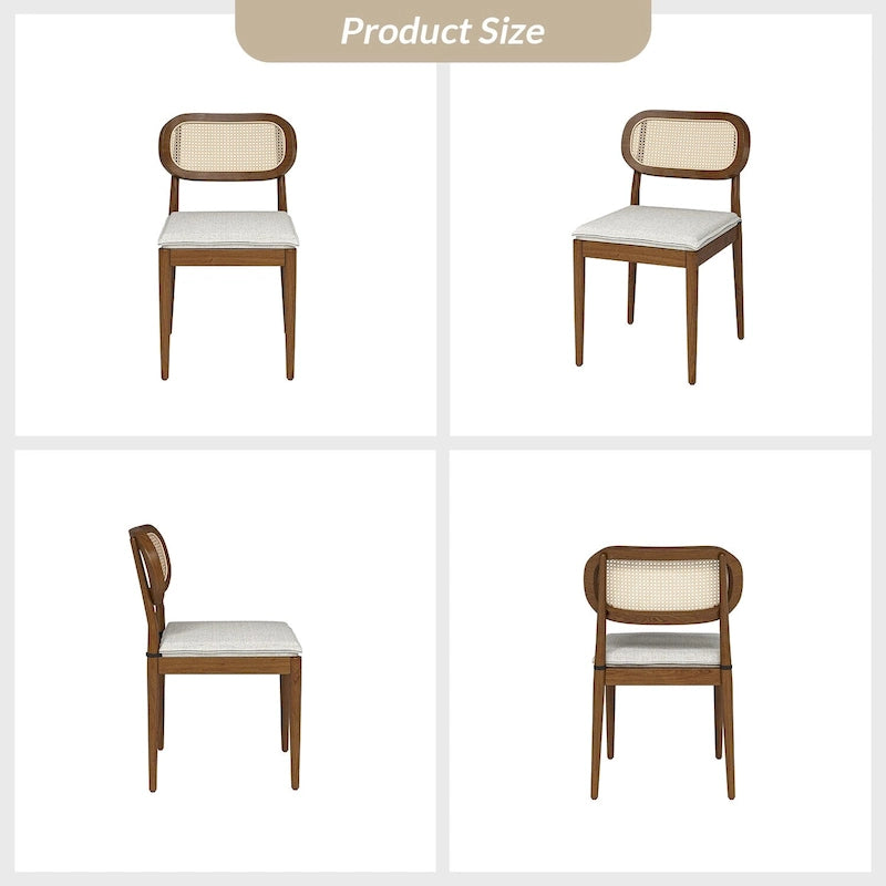 Modern solid wood dining chairs, rattan backrests, removable seat cushions, four chairs per .