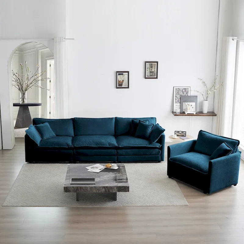 Canapé 3 places, Canapé de salon 1+1+3 places, Fauteuil d'appoint, Causeuse et Canapé 3 places Style moderne Accoudoirs ronds Canapé 3 pièces