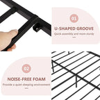 Metal Bed Frame with Arched Headboard and Footboard, Heavy Duty Steel Slat Support, No Box Spring Needed