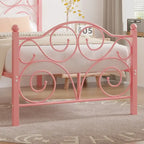 Metal Bed Frame with Arched Headboard and Footboard, Heavy Duty Steel Slat Support, No Box Spring Needed