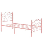 Metal Bed Frame with Arched Headboard and Footboard, Heavy Duty Steel Slat Support, No Box Spring Needed