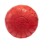 Pouf ottoman rembourré en cuir marocain fait main