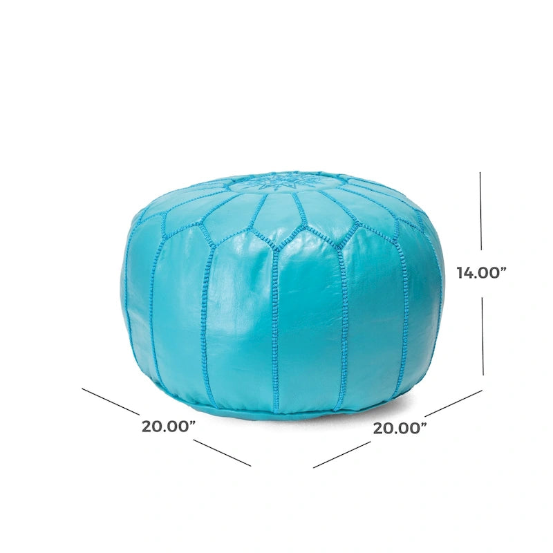 Pouf ottoman rembourré en cuir marocain fait main