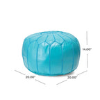 Pouf ottoman rembourré en cuir marocain fait main