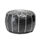 Pouf ottoman rembourré en cuir marocain fait main