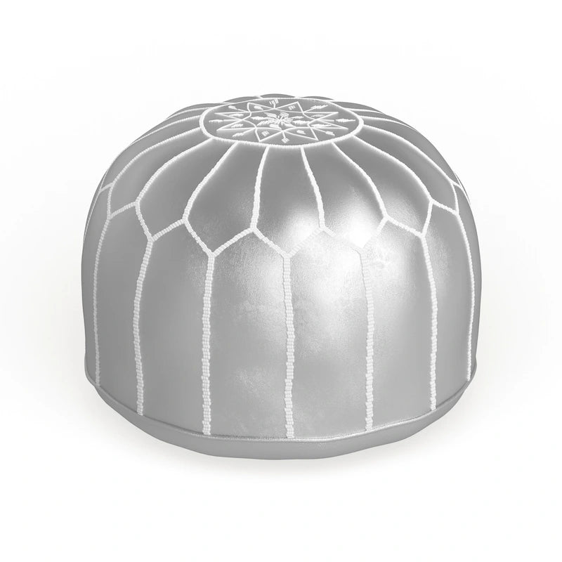 Pouf ottoman rembourré en cuir marocain fait main