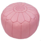Pouf ottoman rembourré en cuir marocain fait main
