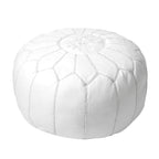 Pouf ottoman rembourré en cuir marocain fait main
