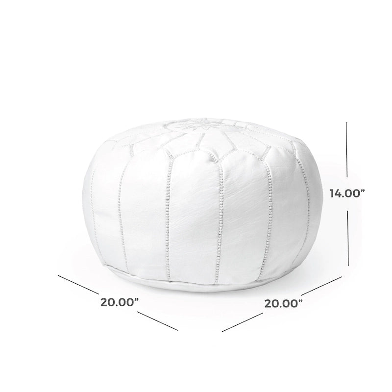 Pouf ottoman rembourré en cuir marocain fait main