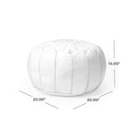 Pouf ottoman rembourré en cuir marocain fait main