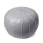 Pouf ottoman rembourré en cuir marocain fait main