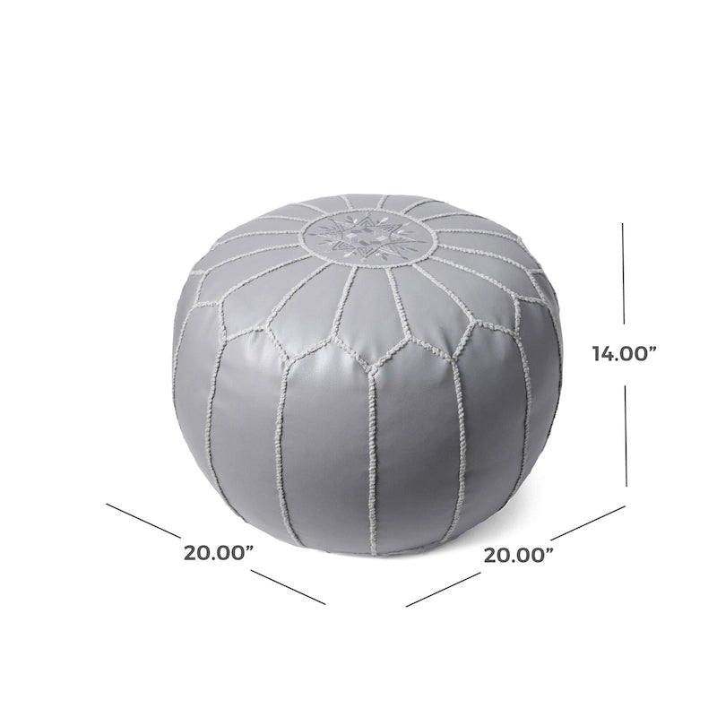 Pouf ottoman rembourré en cuir marocain fait main