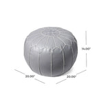 Pouf ottoman rembourré en cuir marocain fait main