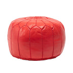 Pouf ottoman rembourré en cuir marocain fait main