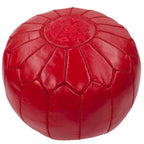 Pouf ottoman rembourré en cuir marocain fait main