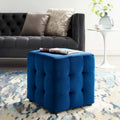 Pouf cube capitonné en velours